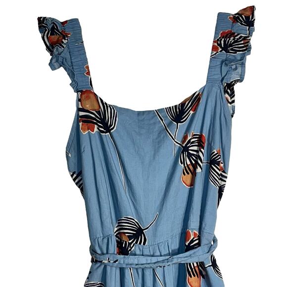 Bel Kazan Blue Floral Organic Cotton Wide Leg Jumpsuit – Size Small - Picture 3 of 11